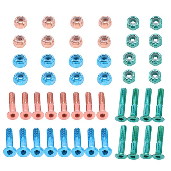 

set of 24pcs flat head replacement skateboard truck hardware longboard mounting screws bolts 2.54 cm / 1inch