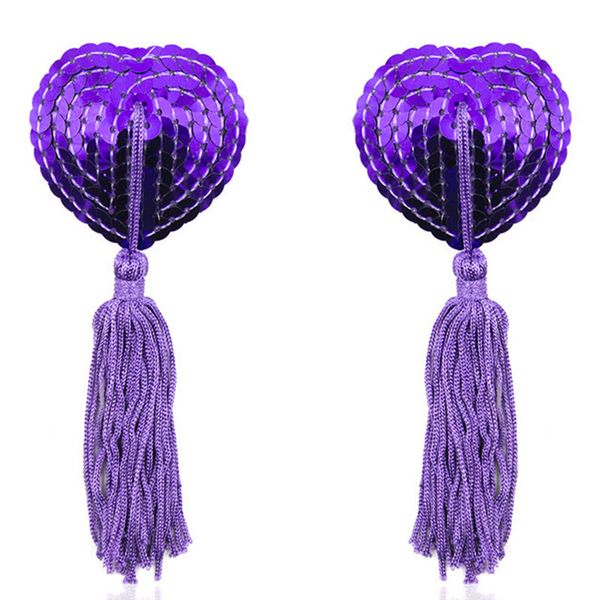 

underwear accessories invisible silicone bra tassel heart-shaped sequin cream nipple patch, Red;black