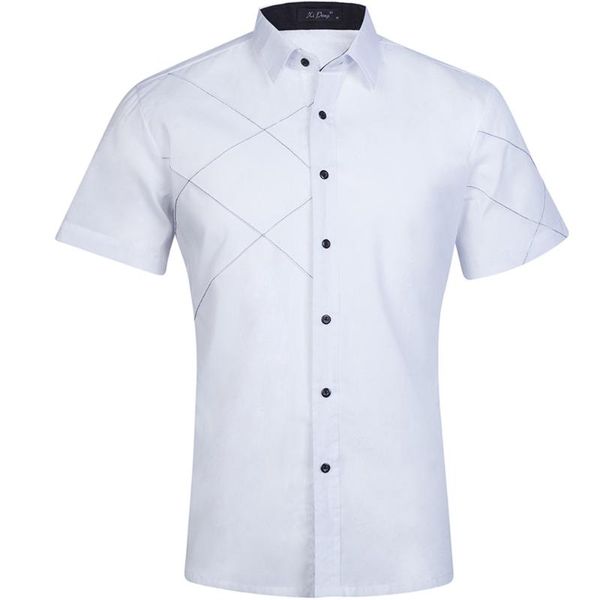 

men's casual shirts summer short sleeved coloured cotton, White;black