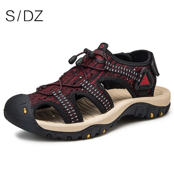 

sandals sdz men summer fashion slippers breathable male shoes beach man outdoor casual, Black