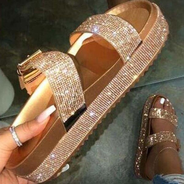 

summer beach women's sandals bling bling crystal rome sandals shoes woman rhinestone platform cutouts wedge women shoes, Black