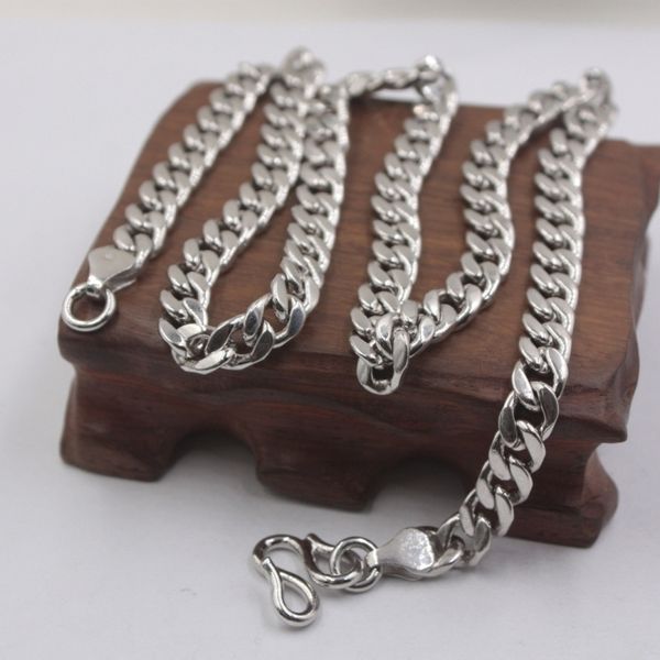 

new fine sterling s925 silver chain luck curb link necklace 22inch 7mmw 70g