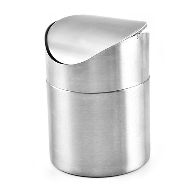 

trash can home rolling cover stainless steel detachable car office dust desktop