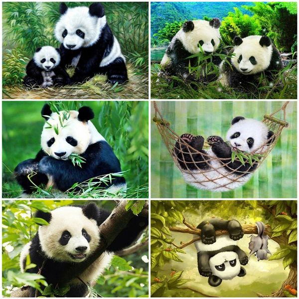 

azqsd diy unframe живопись цифрами на холсте panda акриловая краска уникальный подарок раскраску по номерам животных украшения дома