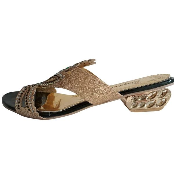 

women's fashion casual crystal hollow out outdoor summer slippers flip flops for women, Black