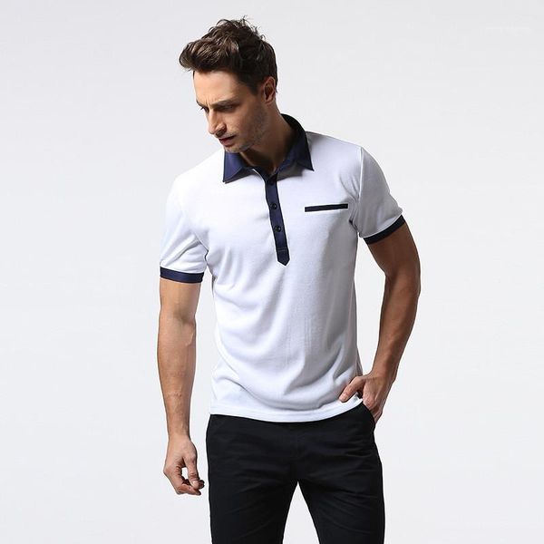 

mens tshirts blue white black summer mens solid color polos lapel neck patchwork brief tees casual summer