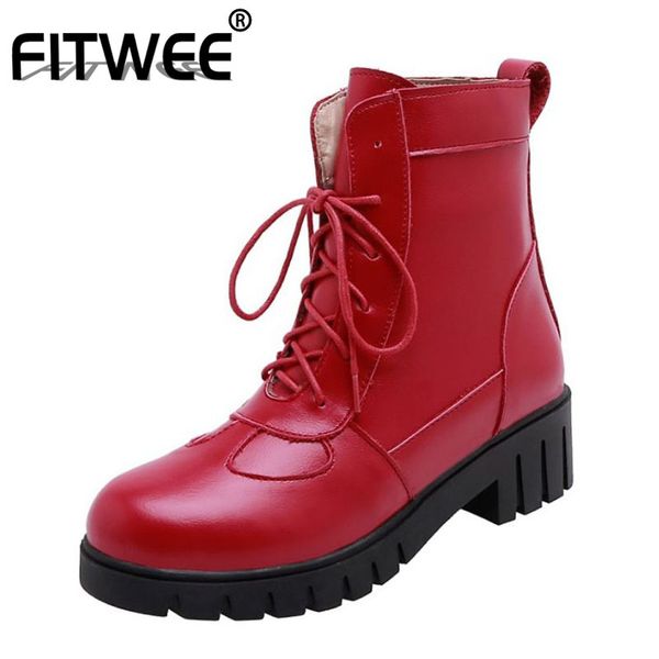 

fitwee women ankle boots fashion cross strap high heel winter shoes woman warm office lady short boot footwear size 33-43, Black