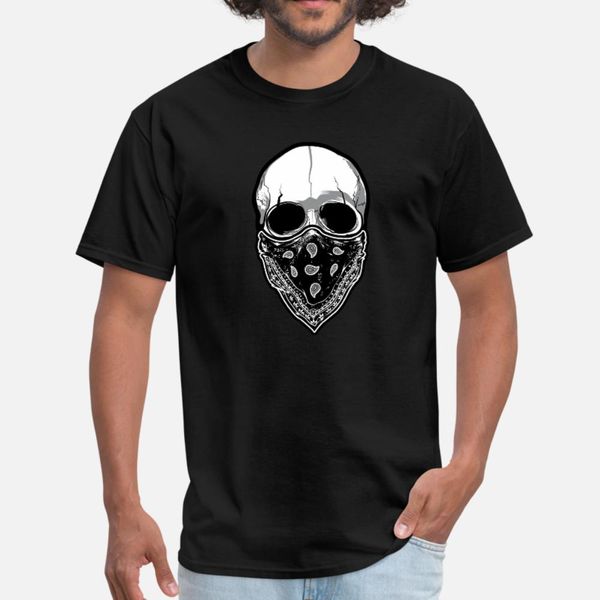 

skull with mask t shirt men knitted tee shirt o-neck clothes loose funny summer style standard shirt