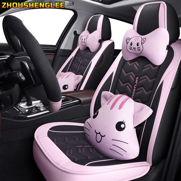 

zhoushenglee flax car sear covers for kia ceed kia rio 3 spectra sportage 2020 picanto cerato rio k2 auto accessories car