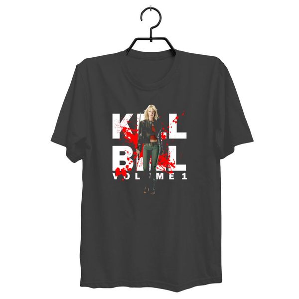 

2019 new short sleeve casual kill bill movie poster the bride uma thurman t-shirt black whait graphic tees