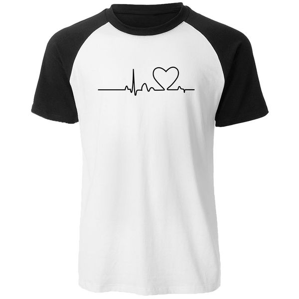 

letter electrocardiogram print tees shirt breathable raglan short sleeve mens t shirt 2019 summer cotton men casual fashion