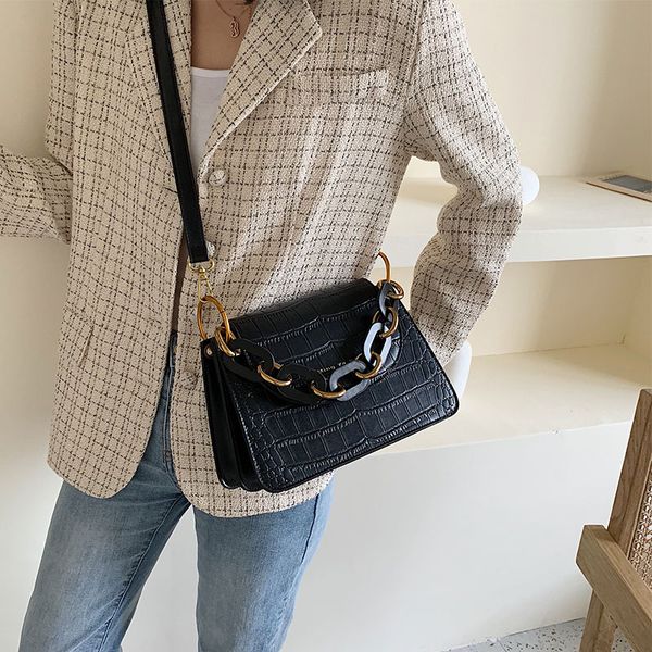 

ingenious2020 tote vintage female decent square quality pu leather women's designer handbag stone pattern shoulder messenger