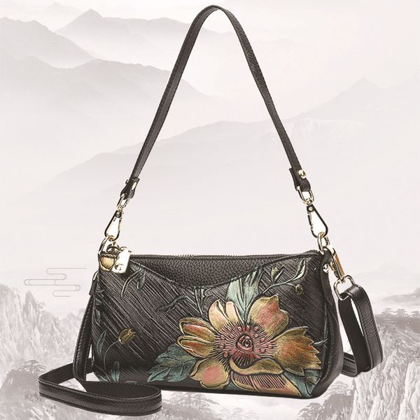 

genuine leather bag women bag 2020 new autumn and winter chinese style head layer cowhide soft leather shoulder diagonal