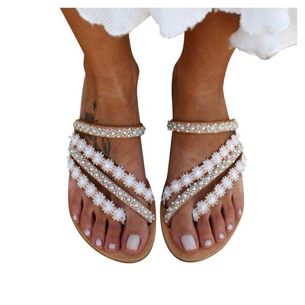

sagace women big size rhinestone flower flat bottom sandals new sandals women footwear comfort summer footwear mujer, Black