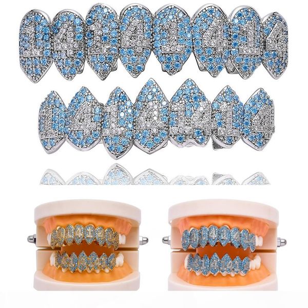 

silver color iced out 1414 gold grillz crystal jewelry accessories bottom grills teeth body jewelry hip hop bling cubic zircon, Black