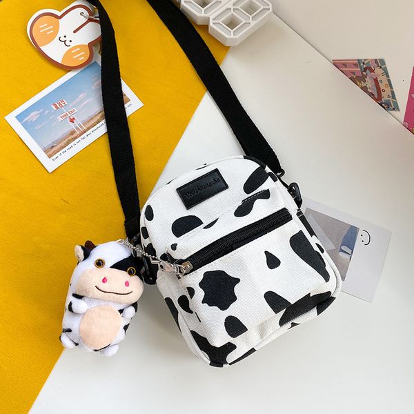 

cow print small square bag canvas crossbody bag for women leisure messenger bag womens shoulder mobile phone purse