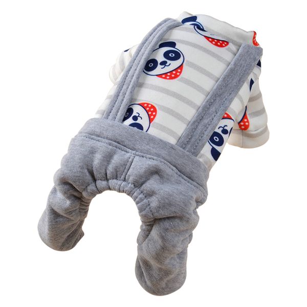 

polyester cartoon dog pajamas pet jumpsuit striped puppy clothes winter apparel