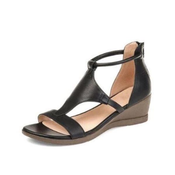 

women's wedge sandals summer fashion open toe thick bottom large size roman shoes 35-43, Black