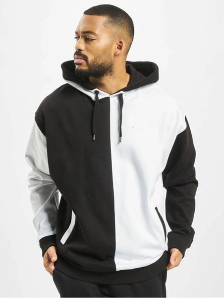 

clothes designer men hoodies patchwork color man hooded sweatshirts long sleeve loose homme, Black