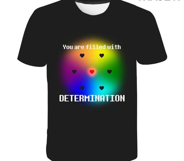

2020 new men's and women's casual undertale3d printing comfortable cool children's clothing summer quick-drying t-shirt, White;black