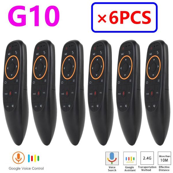 

6pcs] g10 g10s googel voice search air mouse android tv box support assistant linux windows