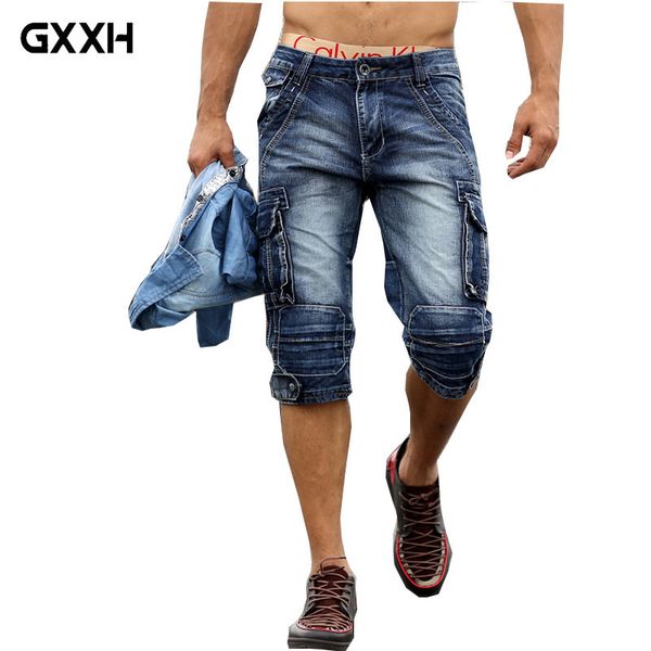 

men's jeans 2021 fashion retro long section cowhide pants karge pocket casual koose sweatpants size 29-38 40, Blue