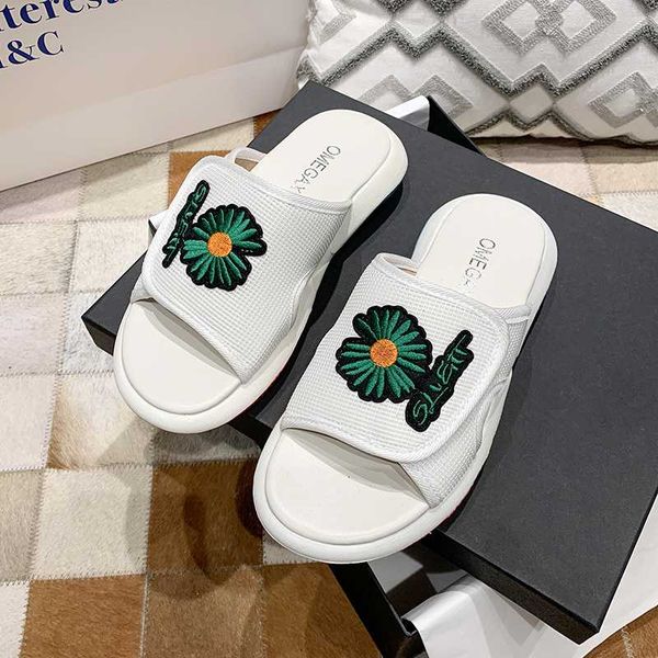 

summer women home slippers flat fashion designers yellow platform indoor slides brand woman casual shoes cute flower flip flops, Black