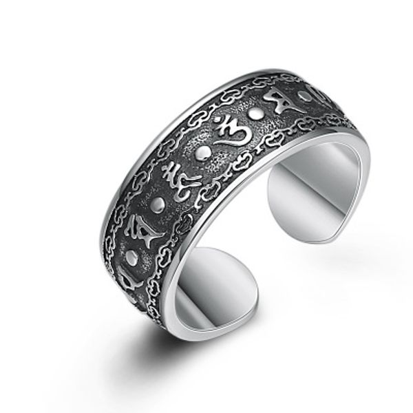 

925 sterling silver женщины мужчины buddha mantra открытие кольца мода ювелирные изделия пару регулируемые кольца