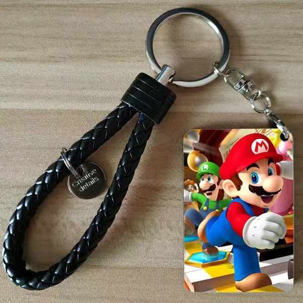 

super mario key chain men and women korea cute mario creative schoolbag small pendant car key chains, Silver