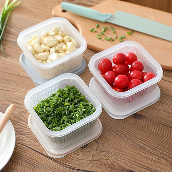 

storage bottles & jars creative drain sealed box for ginger garlic onion refrigerator crisper debris fridge tray container