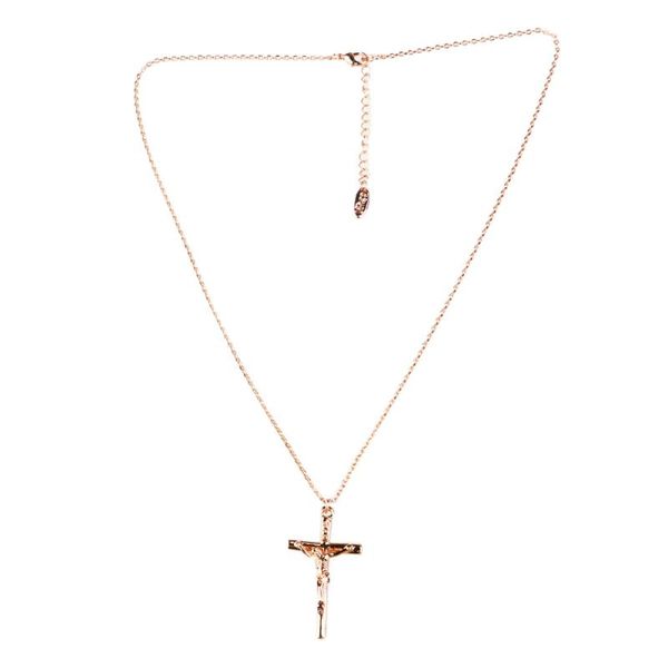 

gold plated jesus christ cross crucifix pendant necklace (rose gold, Silver