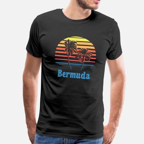 

bermuda sunset palm trees beach vacation t shirt men print 100% cotton o-neck pictures loose new fashion summer family shirt
