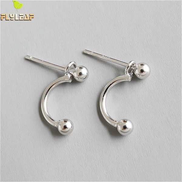 

stud flyleaf 925 sterling silver earrings for women geometric ball femme simple earings fashion jewelry party, Golden;silver