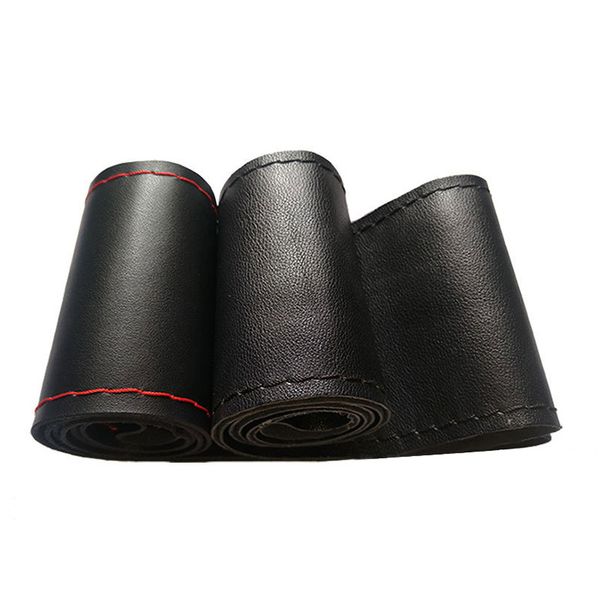 

universal for 38cm diameter car steering wheel cover fiber leather with soft anti-slip black diy braid & needles thread fit