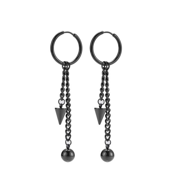 

Black Stainless Steel Geometry Men Women Earrings Sets Hoop Personalized Ear Studs Simple Design Circle