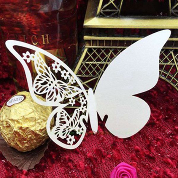 

50pcs butterfly place escort wine glass paper card for wedding party bar decor
