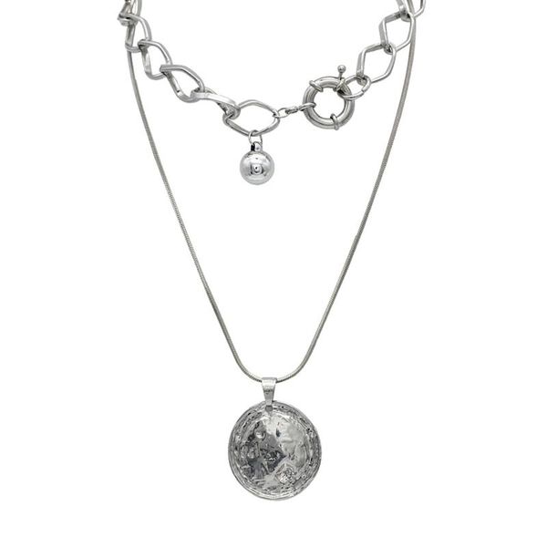 

aensoa women's vintage silver color coin pendant necklace 2020 punk simple long chain geometric pendant choker necklace jewelry