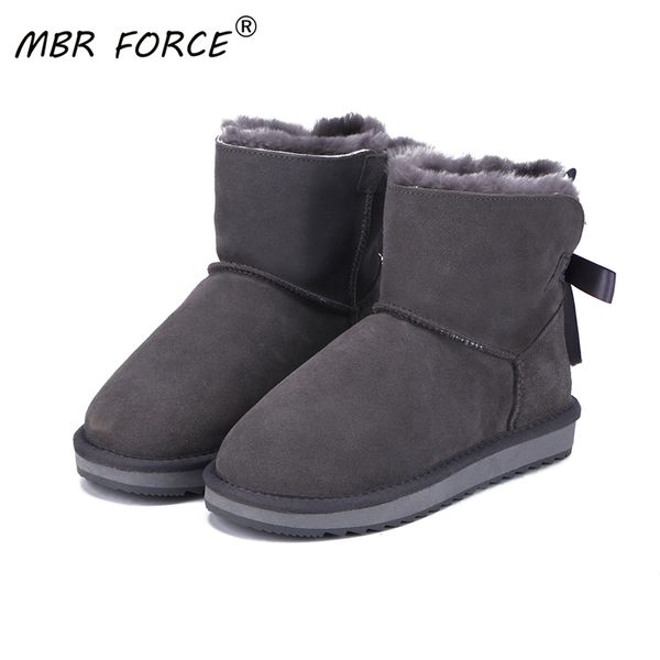 

mbr force 2020 new sheepskin leather lining ladies short ankle classic genuine winter suede snow boots warm non-slip women boots, Black