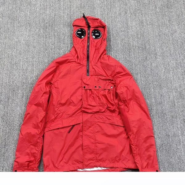 

stone pirates island 19ss men's thin multifunctional jacket with goggles and multi pocket functional style coat, Black;brown