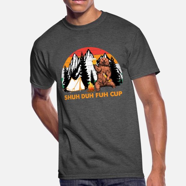 

shuh duh fuh cup bear drinking beer camping hiking t shirt men printed cotton o-neck homme loose humor summer style novelty shirt
