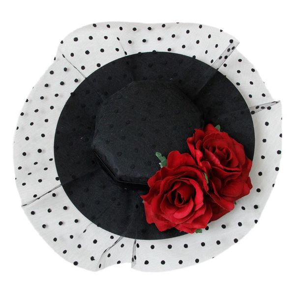 

wine red and black rose vintage mesh flower hat hairpin party masquerade clothing accessories, Golden;silver