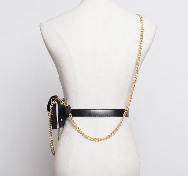 

eam] pu leather black chain split mini-bag long wide belt personality women new fashion tide all-match spring 202004, Black;brown