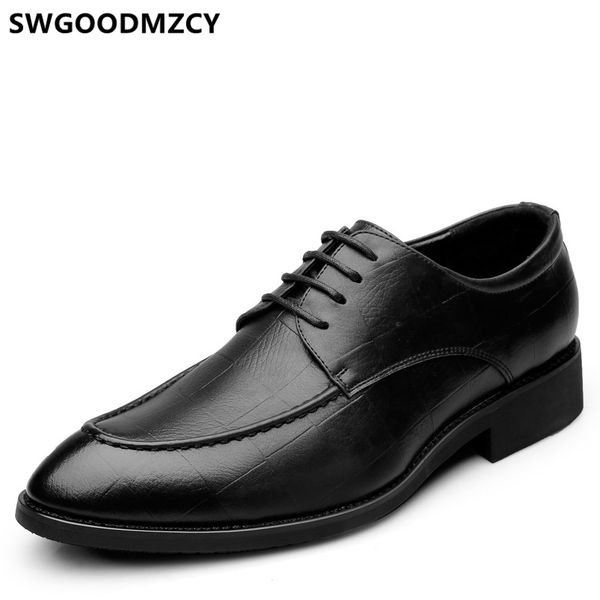 

dress shoes office men formal coiffeur brown business elevator for leather wedding 2021, Black