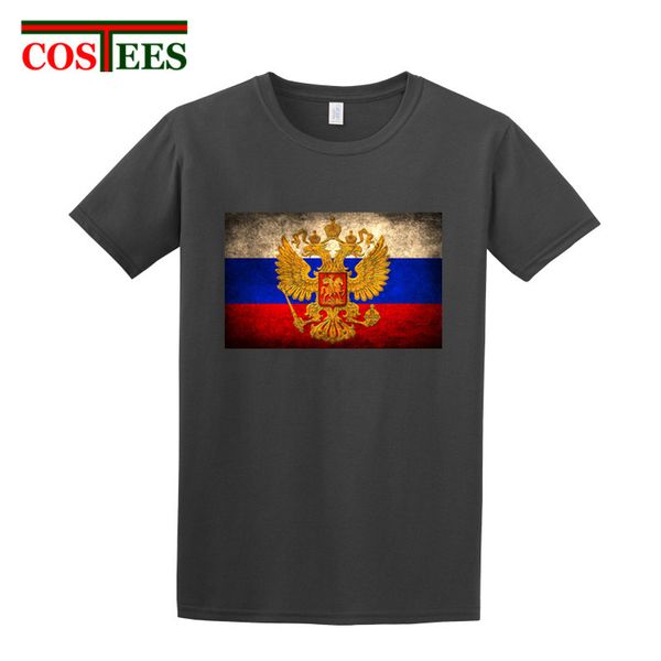 

2018 vintage fashion russian emblem double eagle t-shirt russian flag print short sleeve casual retro cccp yuri t shirt