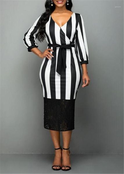

dresses casual females clothing plus size womens casual dresses fashion stripe print panelled bind womens designer, Black;gray