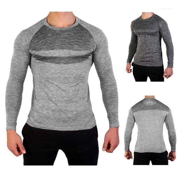 

sleeve patchwork designer man casual solid color homme tees sports slim mens tshirts o-neck long, White;black