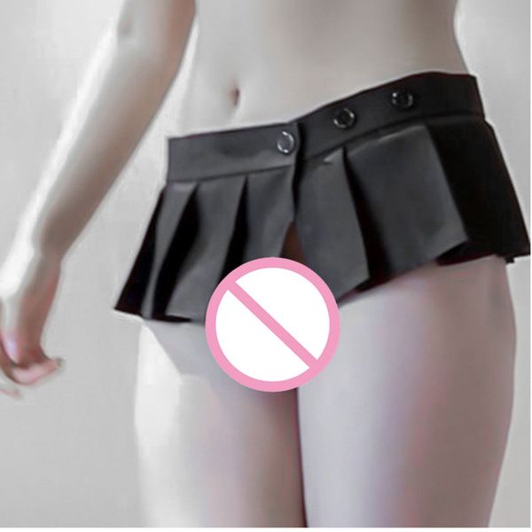 

cosplay school skirts adjustable pleated mini skirt low waist ruffled micro shorts skirt jupe femme see throught skrit, Black