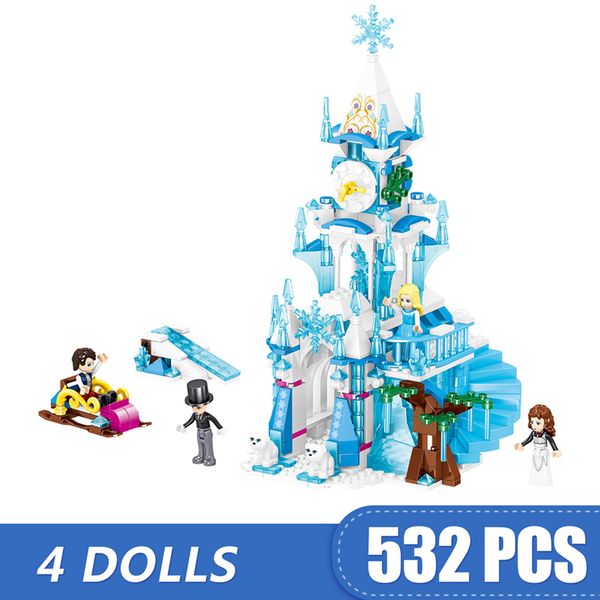 

532pcs small building blocks toys compatible with legoe friends princess castle clock tower prince gift for girls boys children diy