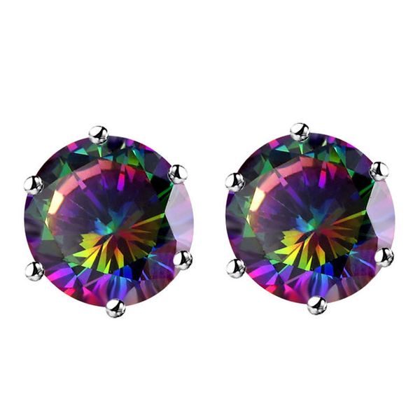 

european and american fashion eight hearts and eight arrows six-claw zircon earrings female 8mm/10mm crown ear stud crystal ear stud wholesa, Golden;silver