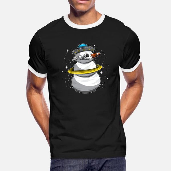 

astronaut builds a snowman in space t shirt men design tee shirt o-neck clothing fitness basic summer natural shirt